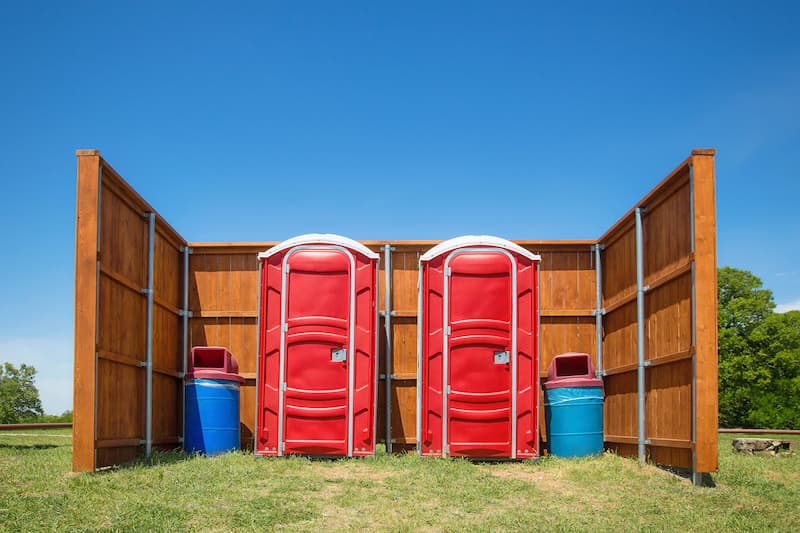 Short-term porta potty units staged for delivery in Santa Fe, New Mexico